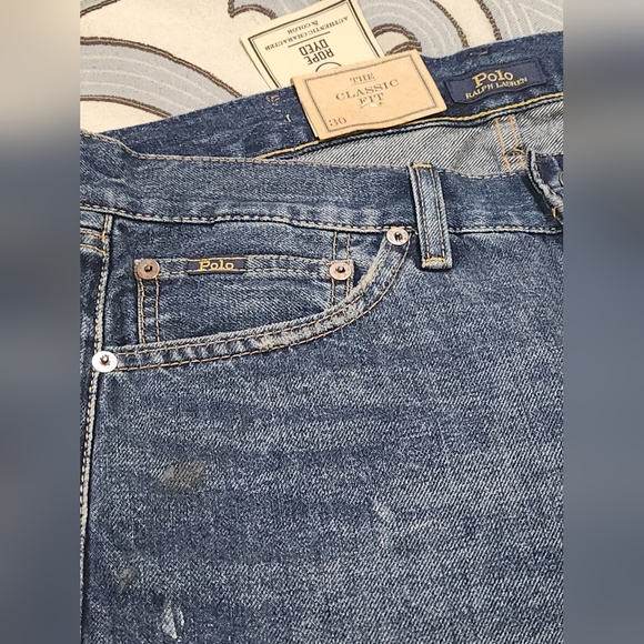 SOLD! NWT Polo Ralph Lauren Paint Spatter Cut off Classic Fit Denim Jean-Shorts - Picture 2 of 12